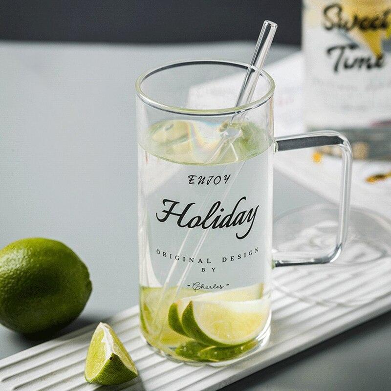 

Стійкий до високих температур чашка для холодних напоїв з буквою з ручкою, велика ємність, офісна склянка для води, пивна склянка, склянка