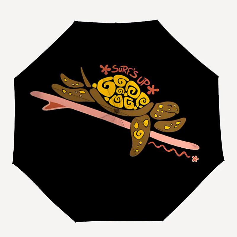 

1pc Surfing Turtle Automatic Folding Umbrella Automatic Open/Close, 8-Rib Durable Frame, Compact Travel Umbrella Suitable041