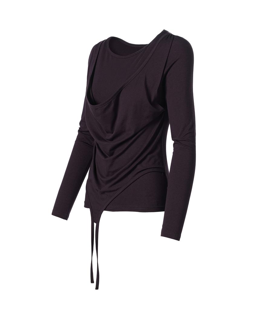 THEVINYLHOUSE Draped Layered Ls Tee(W) Purple