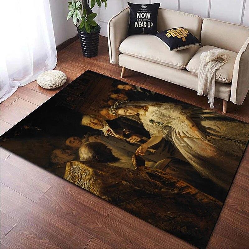 Famous Paintings Art Printed Large Area Rug Soft Carpet Home Decoration Mats Dropshipping Rugs and Carpets for Home Living Room