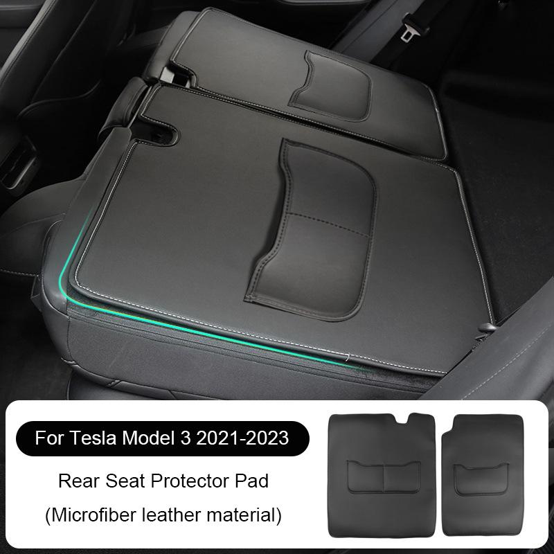 Para Tesla Model Y Couro Juniper Protetor de Encosto de Banco Traseiro Almofada Protetora de Encosto Modelo 3/Y 2021-2025 Protetor de Encosto Tapete Anti-sujeira