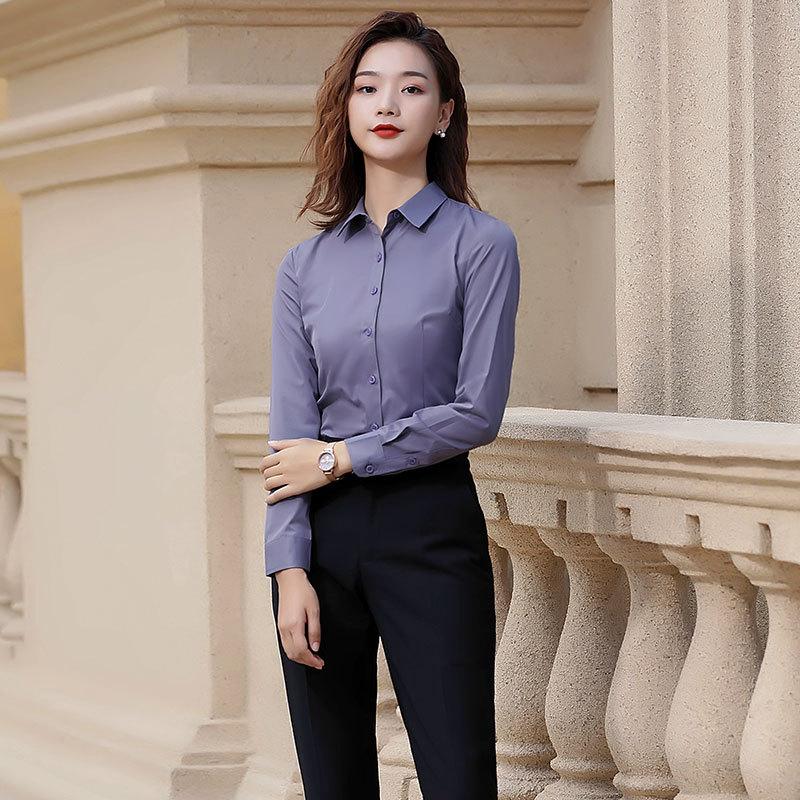 Office Clerk Business Formal Cotton Shirt Men's and Women's Professional Shirt Long Sleeve Overalls Embroidered LOGO