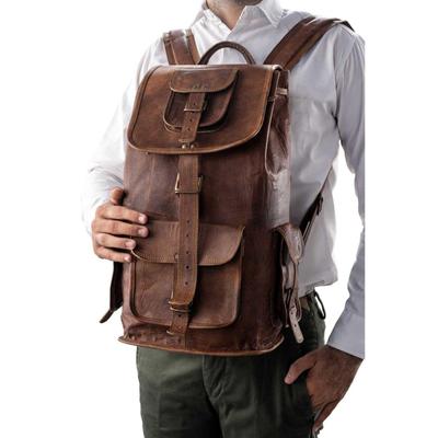 Handmade Backpack Vintage Goat Leather Laptop Messenger Travel Bag Men & Women