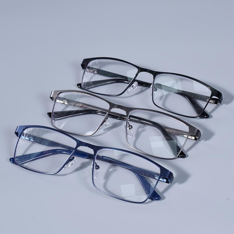 Herren Quadrat Metall Großer Rahmen Lesebrille Federgelenk Alterssichtigkeit Brille Blaulichtfilter Augenschutz Brille +75+125+175+4