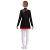 Girls Figure Skating Dress with Sparkly Rhinestones Sheer Mesh Patchwork Long Sleeve for Dance Performance