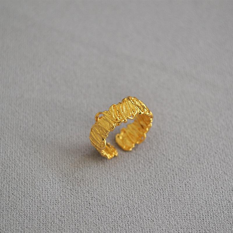 Bague ouverte en filigrane d'or coréen: Design moderne et tendance pour femmes