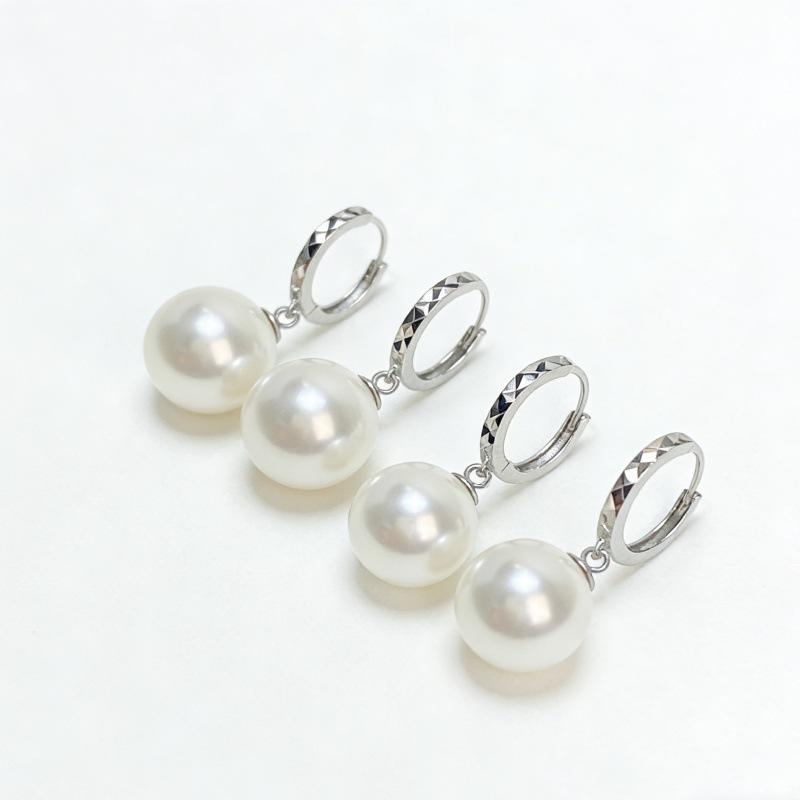 S925 Sterling Silver Geometric Faceted Pearl Ear Clip - Fashionable Celebrity Style Earring 925 Sterling Silver