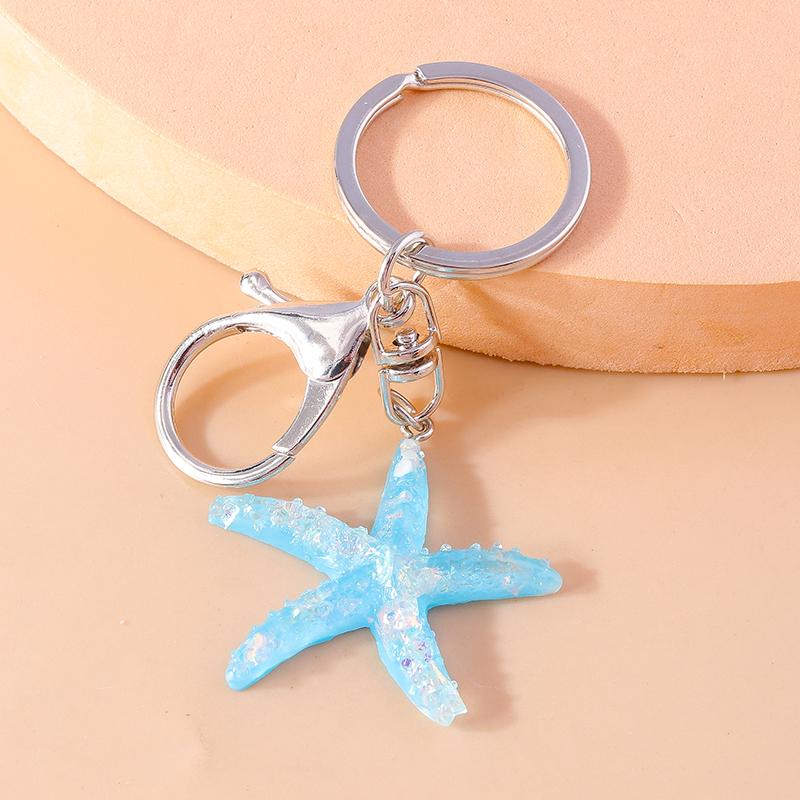 Cute Summer Beach Conch Shell Keychain Women Girls Starfish Key Ring Pendants for Handbag Decor Handmade Key Chain Gifts
