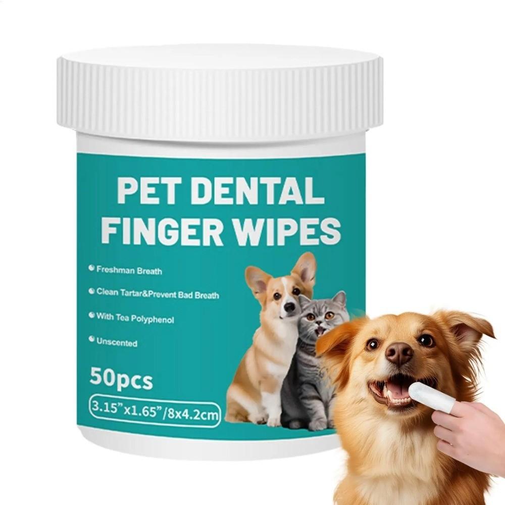 50 Stück Sanfte Zahn-Finger-Tücher Mundgeruchsentferner Hunde-Tücher Neue Katzen-Tücher für Hunde Katzen