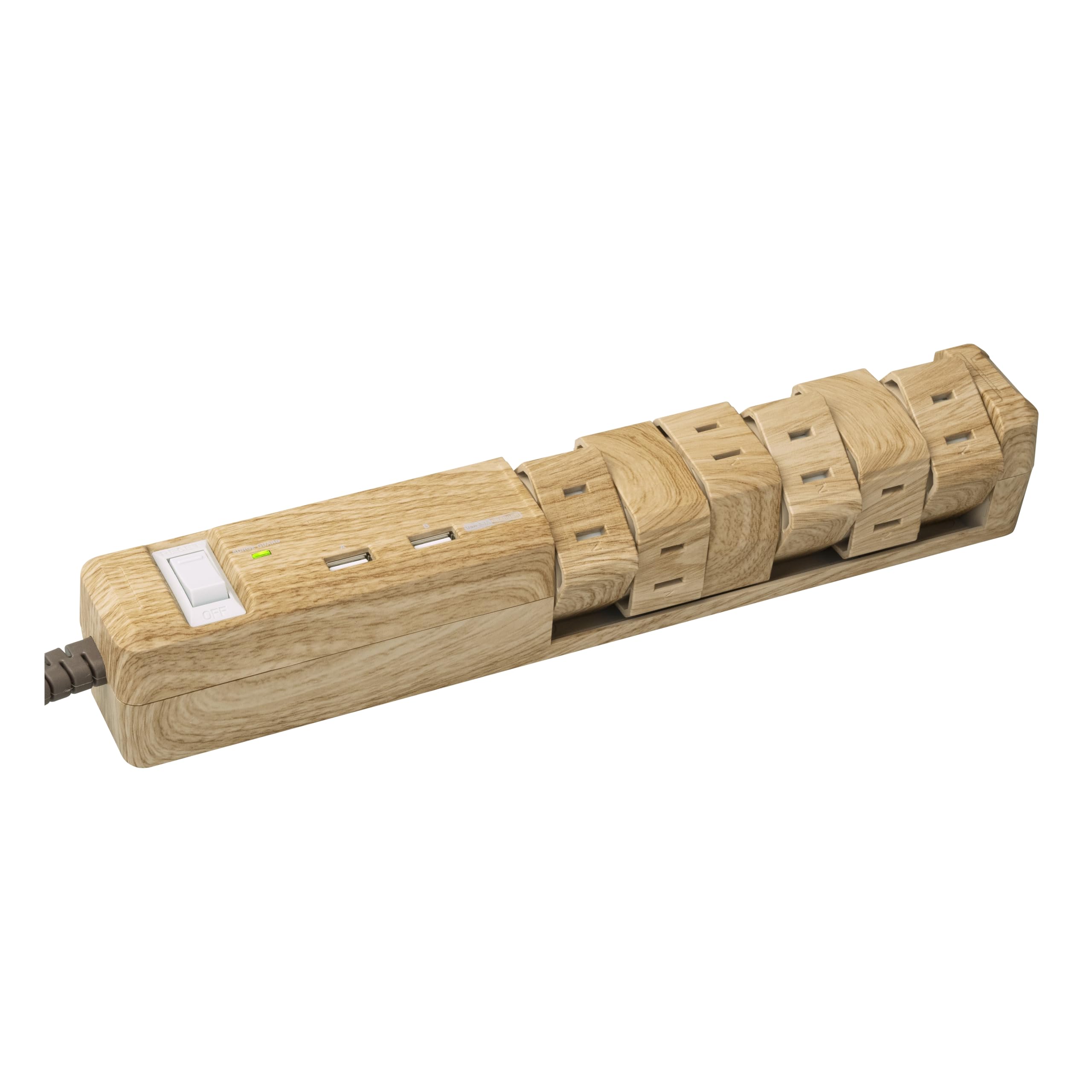 

Fargo TAPKING Power Strip, USB 3.4A Type-A, 2 Ports, Swivel, (Beige Wood, 3.4A USB, 12 AC Outlets, 1.8m)