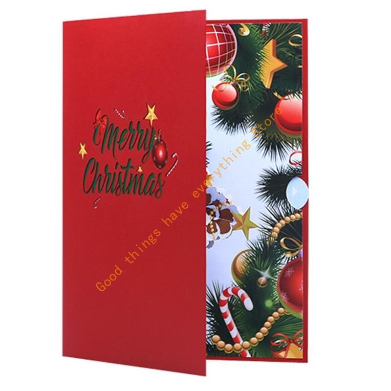 Holiday Pinecones 3D Greeting Card with Envelope Christmas Theme Invitation Card Stylish Postcard for New Years Party 55KF