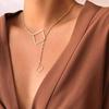 Geometrischer Quadrat-Anhänger Halskette Minimalistisch Offener Rahmen Kette Schmuck für Damen und Mädchen Modeaccessoire Leichtes Design