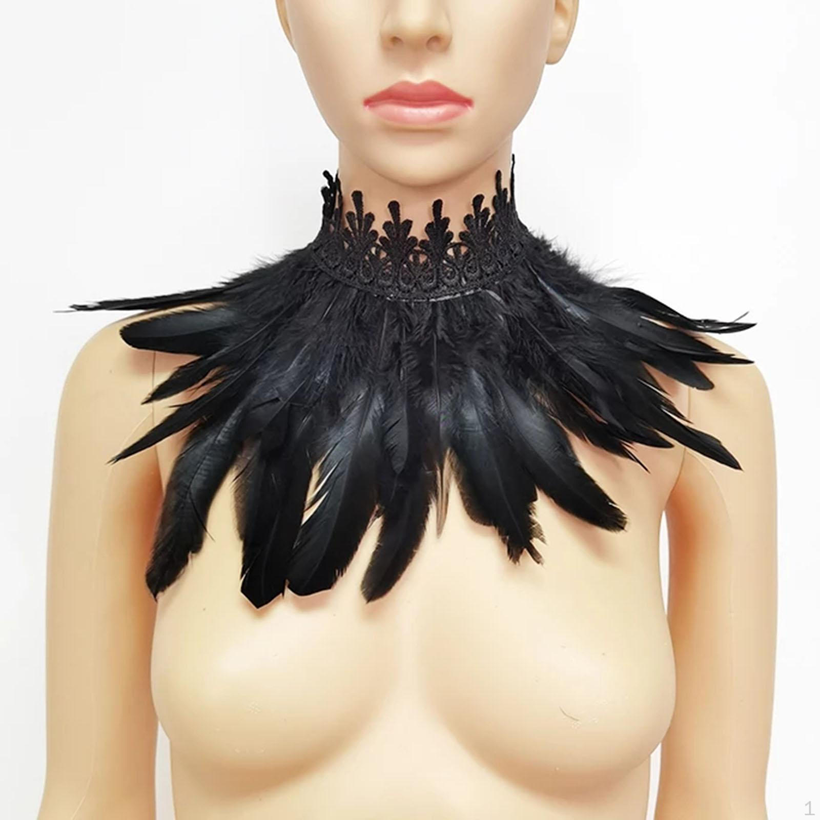

Elegant Black Feather Shoulder Cover for Masquerade Ball and Stage Performance scarf