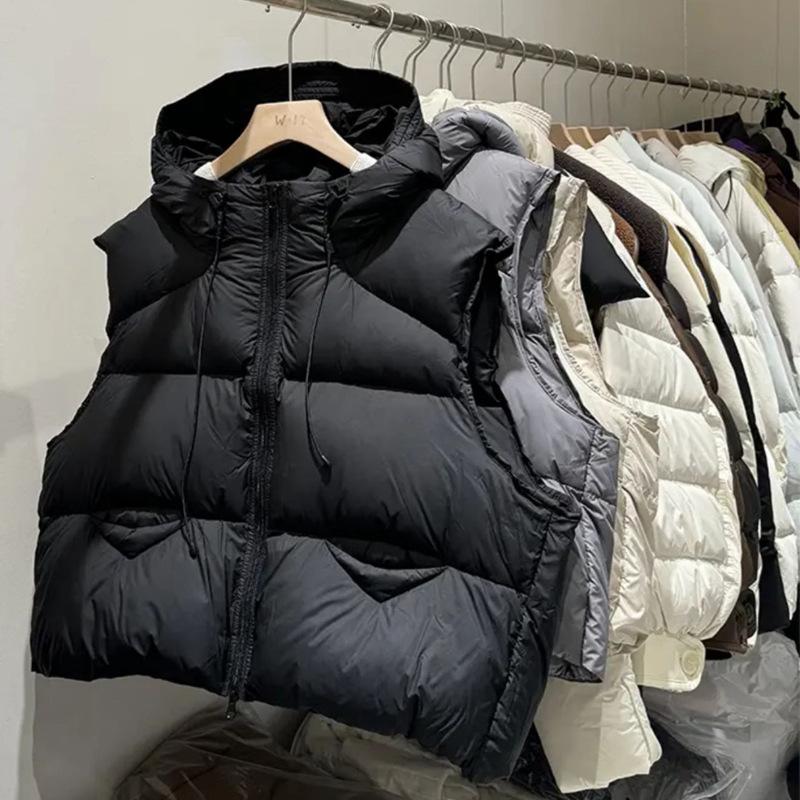 Puff Hooded Down Cotton Jacket Vest Women's Autumn New Soft Fluffy Versatile Loose Vest Women