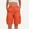 Damen High Waist Lockere Cargo-Shorts mit Taschen Weiter Bein Outdoor Wandershorts Lässige Leichte Unterteile für den Sommer