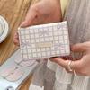 Lattice Cute Tri-Fold Purses Multiple Card Slot Coin Purse Portable Bow Short Wallet  Women