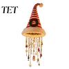 Christmas Hat Shaped Wall Decor Lighted Santa Hanging Chandelier, Warm LED String, Sequined Cone Pendant with Reusable Xmas Entrance Decorations Chime