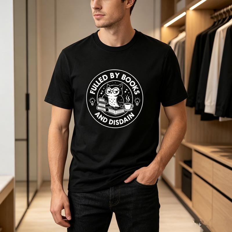 Books and Disdain TShirt Skull Books Coffee Graphic Tee Sarcastic Book Lover Casual Cotton Short Sleeve Streetwear for Unisex