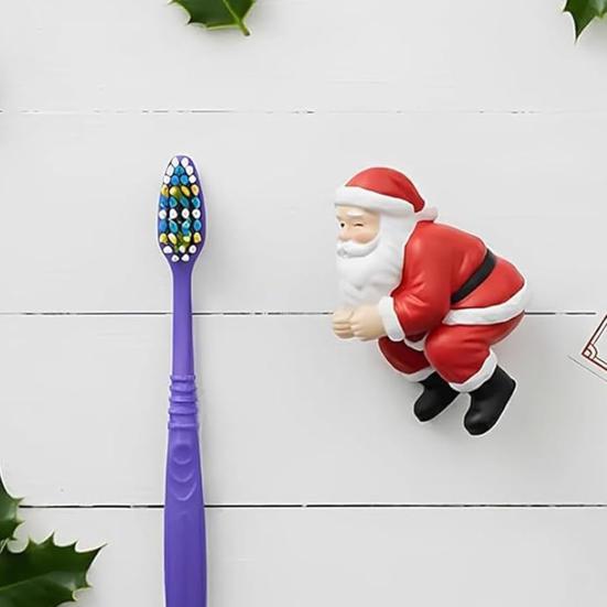 Yousheng Santa Toothpaste Topper Reusable Funny Toothpaste Dispenser 3D Santa Claus Pooping Toothpaste Cap for Christmas Bathroom Decor