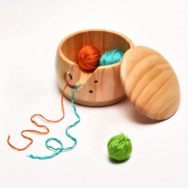 Garnaufbewahrungsschale Holz Häkelgarnhalter Strickwolle Garn Organizer Schalen mit Loch Handarbeitsbedarf Aufbewahrung