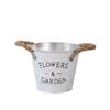 Small Retro Distressed Whitewashed Tin Flower Pot for Tabletop or Balcony Decor, Ideal for Succulents and Iron Lettering