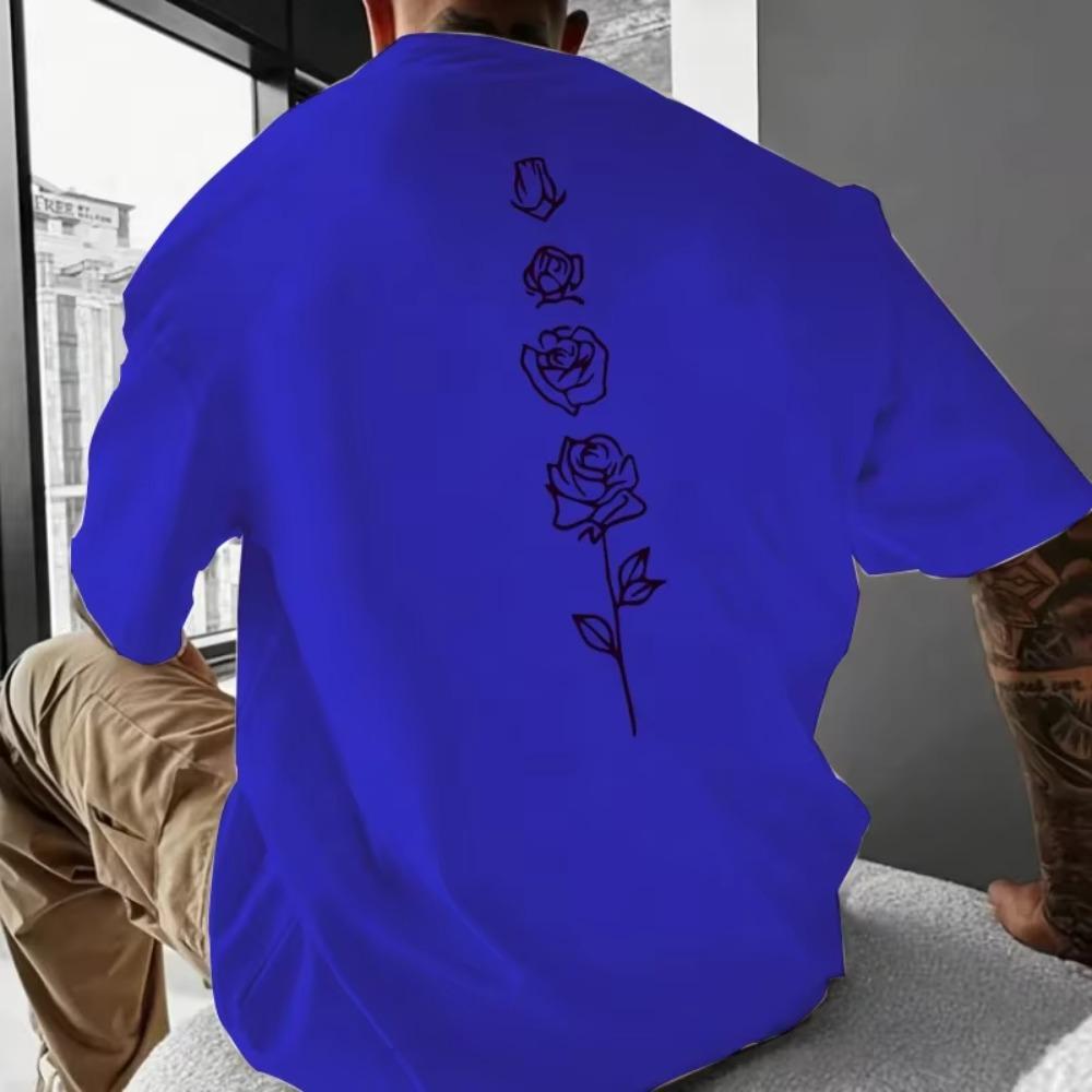 2024 New 3d Rose Print Men's T-Shirt Oversized T-Shirt For Men Summer Casual Short Sleeve Tees Simple Fashion Harajuku Man Tops