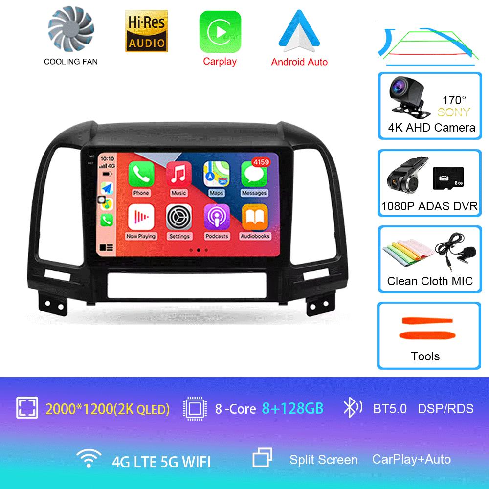 Car Radio Android 14 For Hyundai Santa Fe 2 2006 - 2012 Navigation GPS Multimedia Video Player Stereo wireless Carplay Wifi+4G