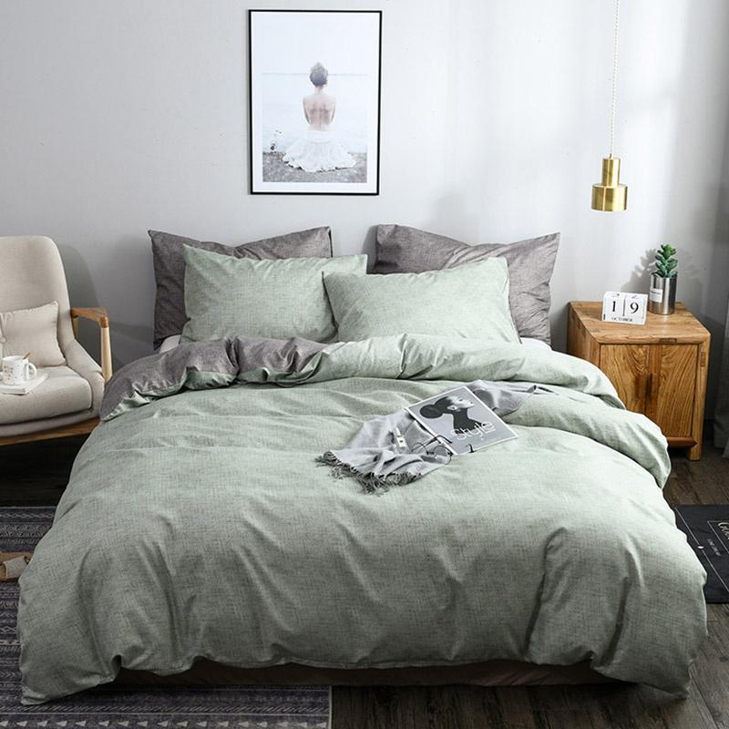 4 Colors Minimalism Bed Duvet Cover & Pillowcase Set Solid Soft Home Daily Comforter Cover Set