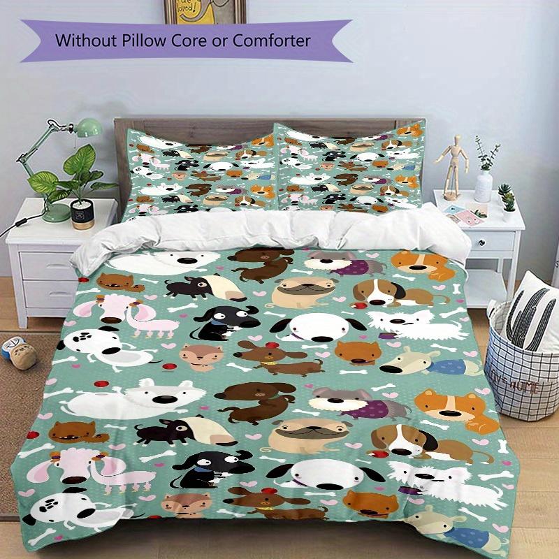3pcs Dogs Bones Bedding Cover Set, Fashion Classic Popular Print Bedding Set, Soft Comfortable, All Season Use, For Bedroom, Guest Rooma0819197