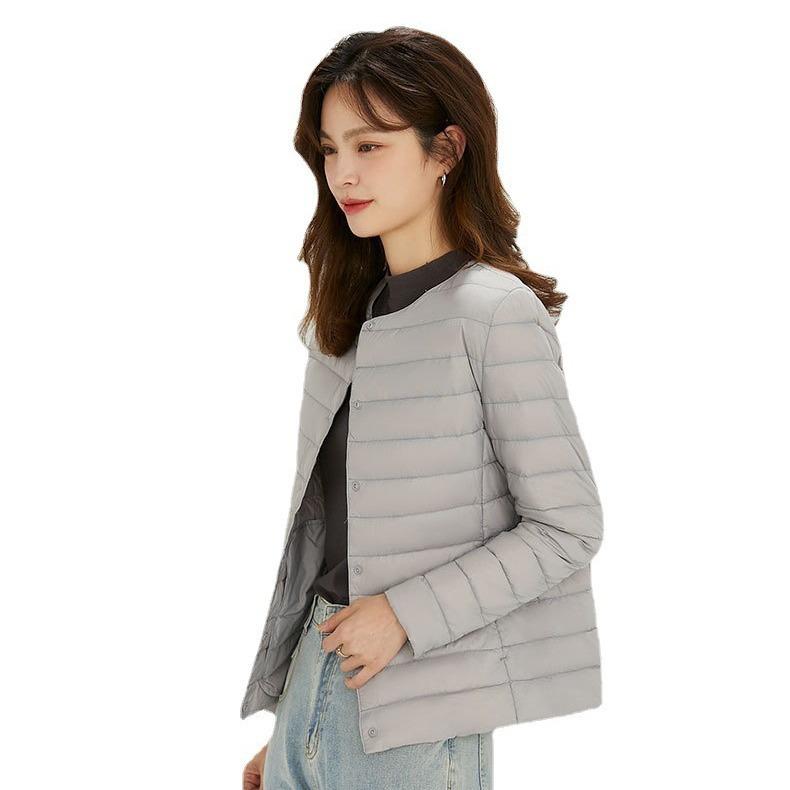 Down jacket women's light and thin autumn and winter short clothing warm women's round neck ultra-light liner jacket fashion