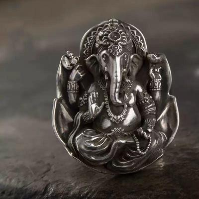 Anello Amuleto Elefante Ganesha Thailandia: Gioielli Retro da Uomo per Fortuna e Stile