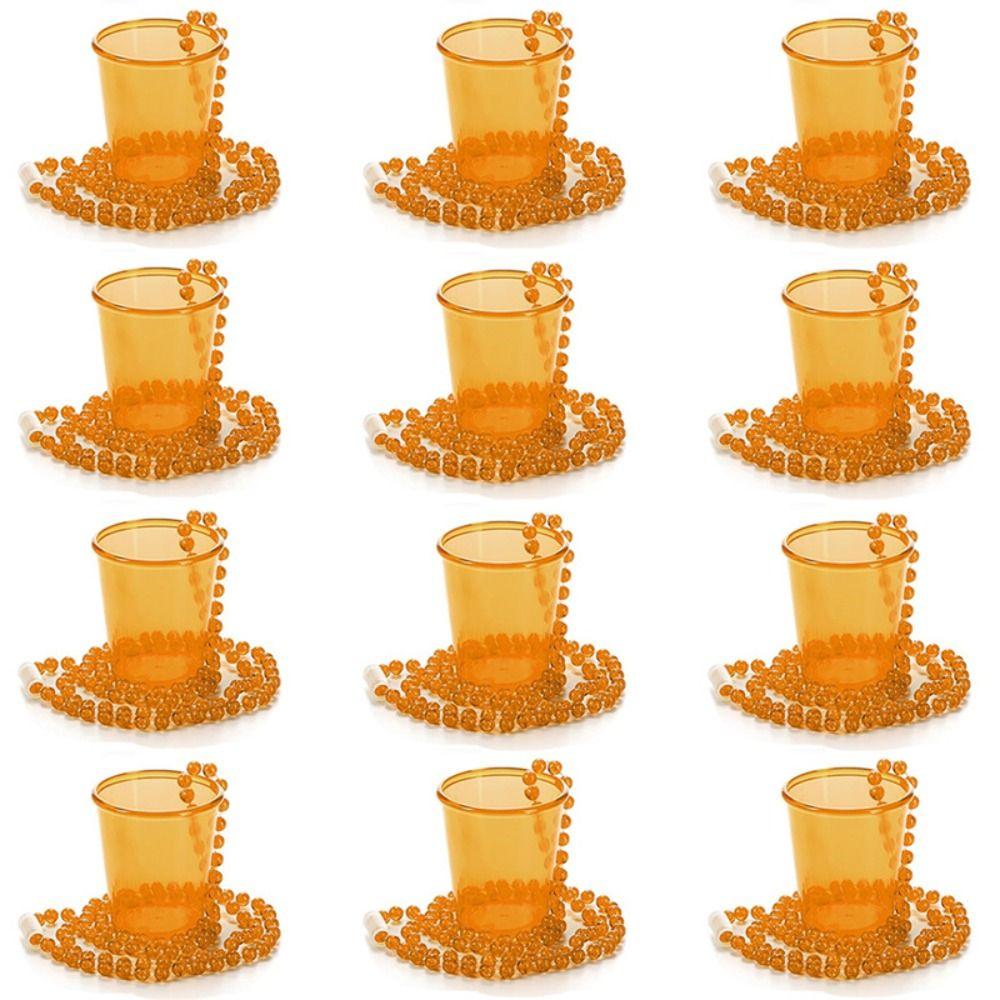 5Pcs Transparent Shot Glass on Beaded Necklace Hanging Plastic Cups  Bridal Showers