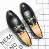Trend New Men's Black Brown Alligator Pattern Patent Leather Dress Casual Shoes Wedding Dress Homecoming Footwear Zapatos Hombre