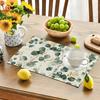 Eucalyptus Leaf Print Washable Linen Placemats Set Of 4 Natural Green Farmhouse Table Mats Kitchen Decor