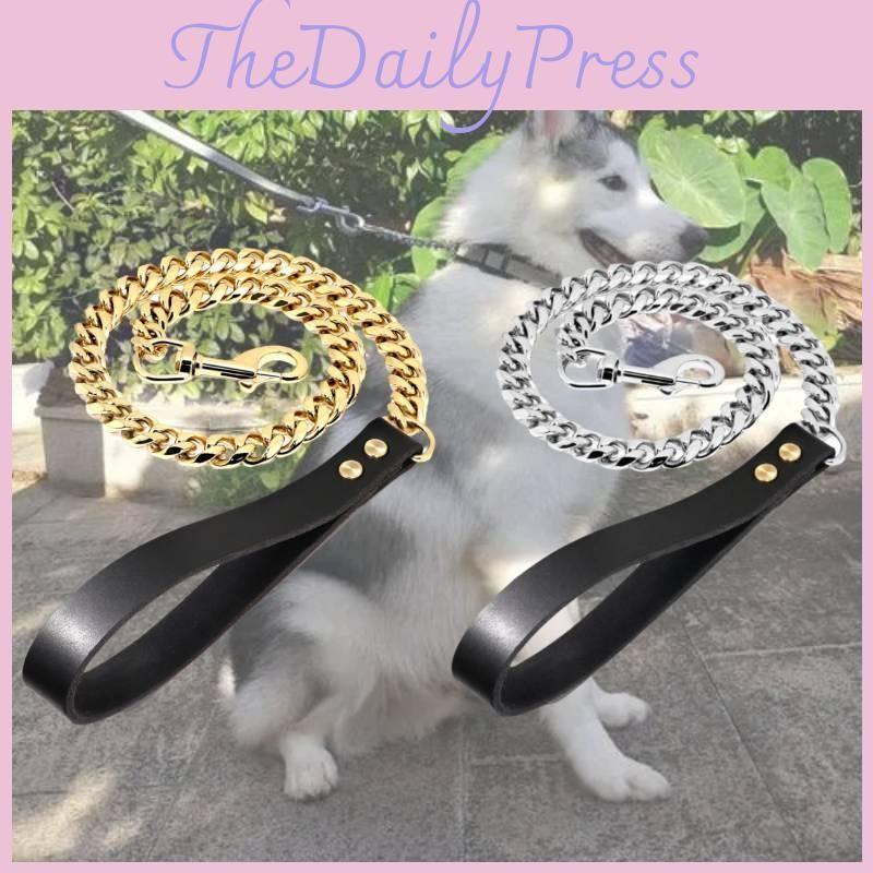 Pet Collar Training Metal Dog Chain Collar Leash  Traction Rope Stainless Belt