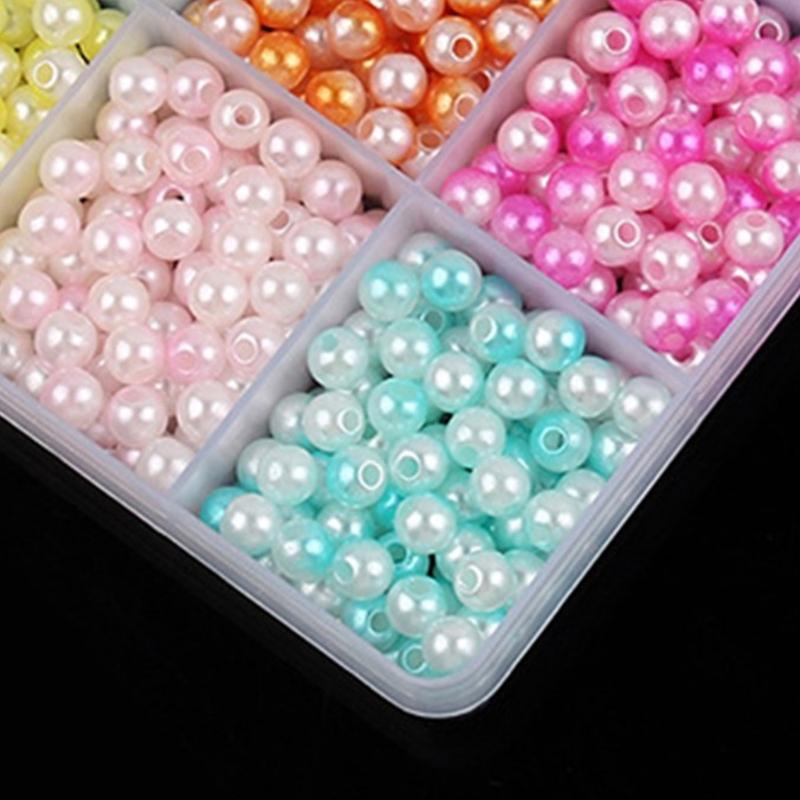 Colorful Imitation Pearls for Craft 1200Pcs 6MM Sew On Pearls Beads with Holes for Jewelry Making Bracelets Necklaces