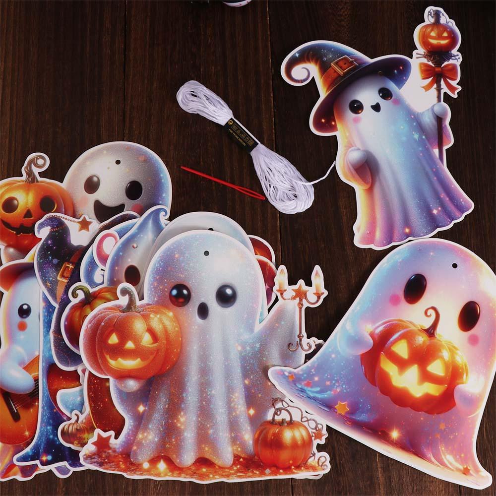 12pcs Cartoon Ghost Hanging Ornaments Funny Halloween Background Ornaments  Kids Toy Gifts