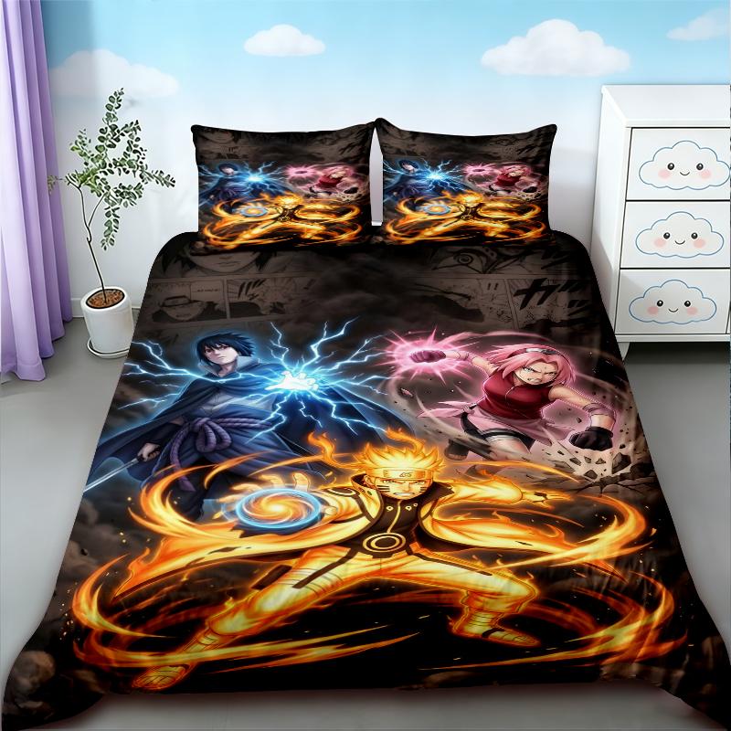 Teens Naruto Duvet Cover Cartoon Bedding Set Comforter Cover Quilt Cover Queen King Full Bedroom Decor Children Best Gifts
