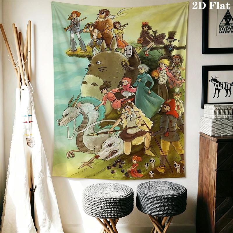 Studio Ghibli Anime Character Poster Tapestry Background Cloth Wallmounted Background Cloth Background Wall Hanging Cloth Soft