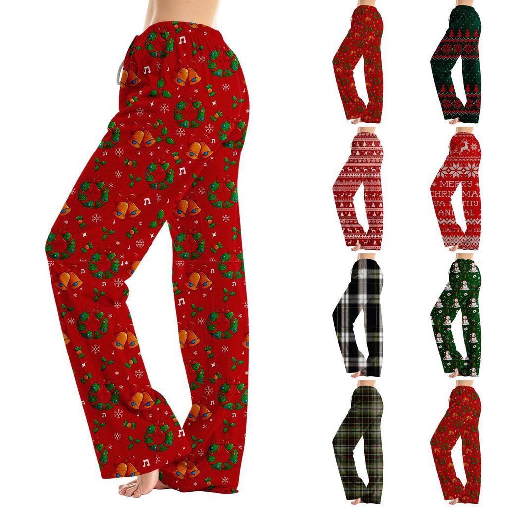 Women's Loose Fit Christmas Print Pajama Pants for Sleep and Casual Home Wear
