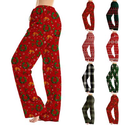 Damen lockere Pyjamahose mit Weihnachtsdruck für Schlaf und Freizeit zu Hause