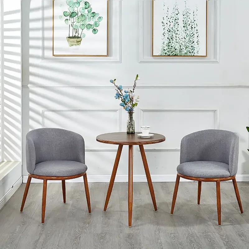 Dining Room Chairs Nordic Style Dining Table With Chairs Set Furniture Cotton Linen Solid Wood Hotel Kitchen Restaurant Stool