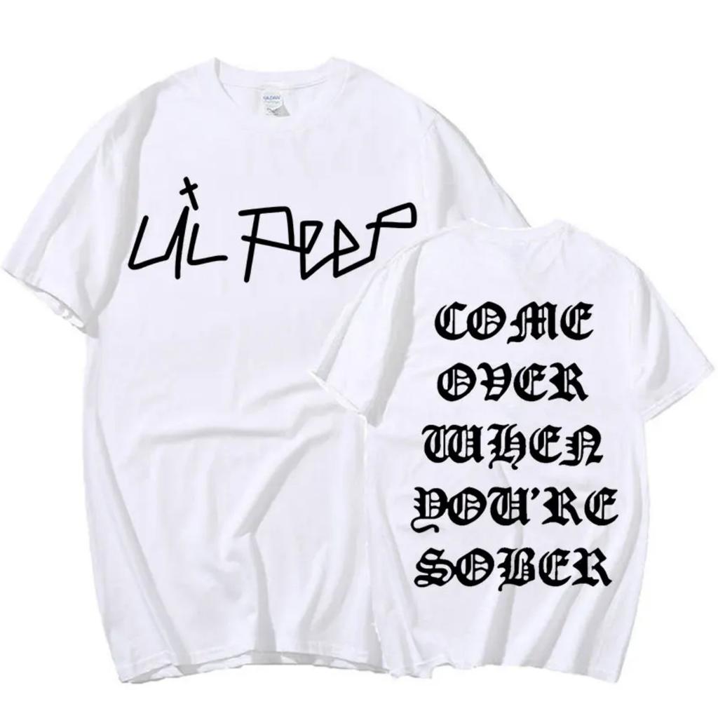 Rapper Lil Peep Come Over When You're Sober Tour Concert Print Tee Shirt Men Hip Hop Fashion Oversized T-shirts Streetwear