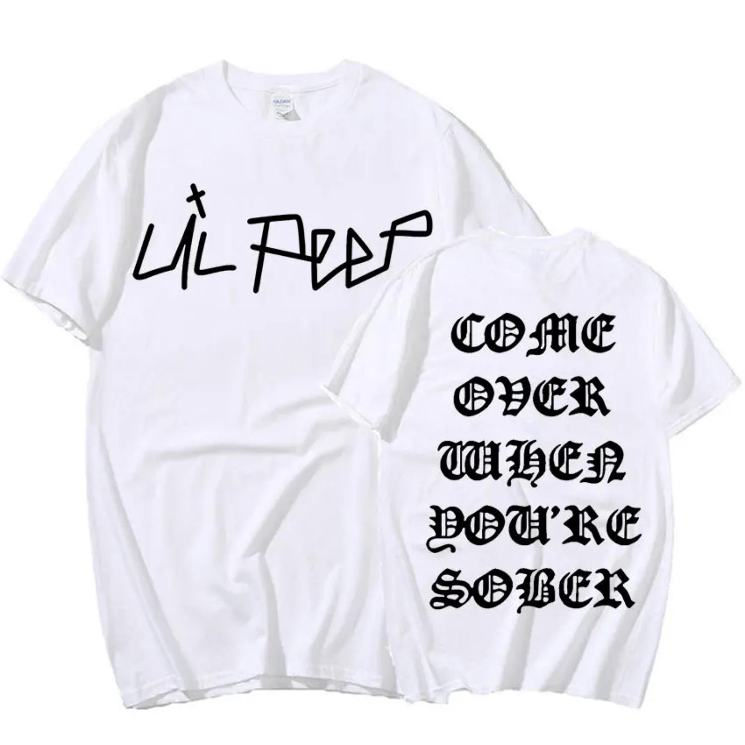 

Rapper Lil Peep Come Over When You re Sober Tour Concert Print Tee Shirt Men Hip Hop Fashion Oversized T-shirts Streetwear S чёрный