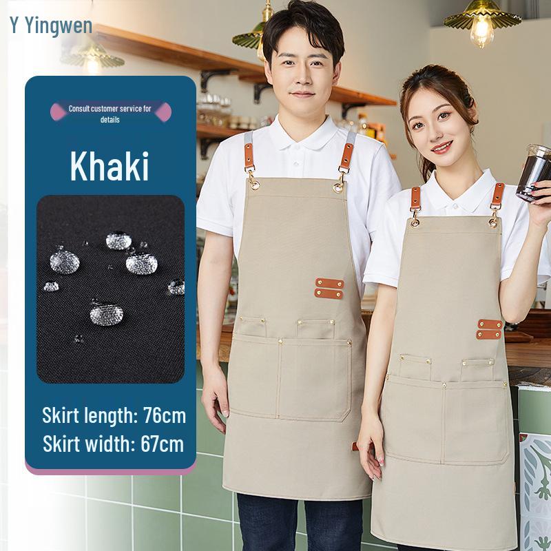 Trendy Waterproof Canvas Apron with Custom Logo for Hospitality or Retail Workers