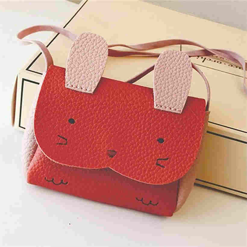 Cute Rabbit Girls Children Mini Small Wallet Coin Shoulder Messenger Bag Coin Purses красный