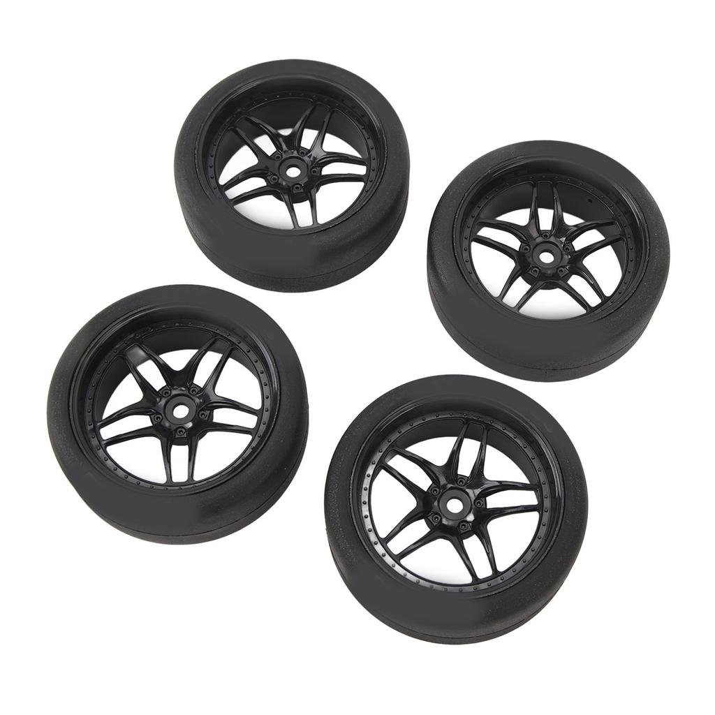 4pcs RC Tires Wheels Rims Sets 12mm Hex Wheels Rims Rubber Tires Width 26mm for 110 RC Racing Car