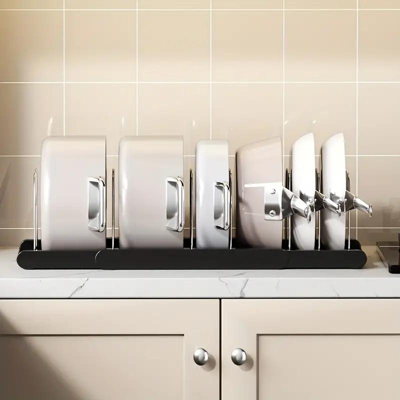 1PCS Expandable Kitchen Cabinet Pot Organizer Rack, Adjustable Divider, Multi-Purpose Pots And Pans Storage Solution