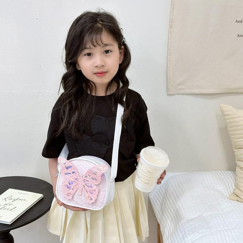 Adorable Korean Style Cartoon Butterfly Sequin Shoulder Bag For Kids Perfect For Daily Use