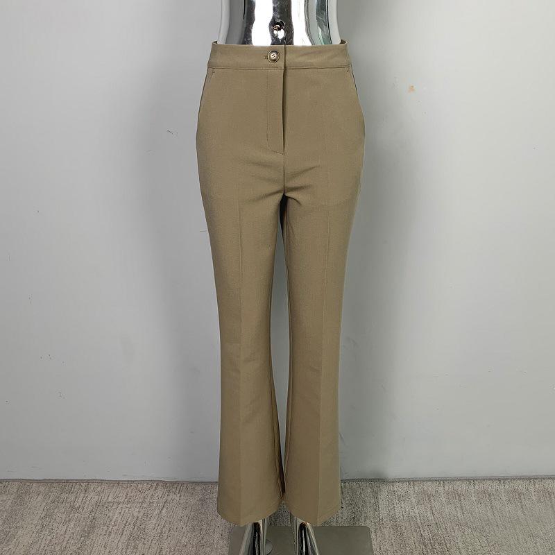 South Korea Dongdaemun Women's Slim Fit High Waist Flared Pants - Slimming & Leg-Lengthening Casual Trousers